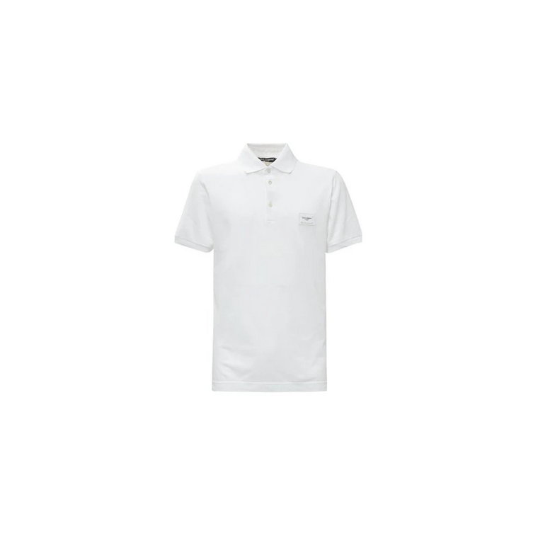 Biała Koszulka Polo z Haftowanym Przodem Dolce & Gabbana