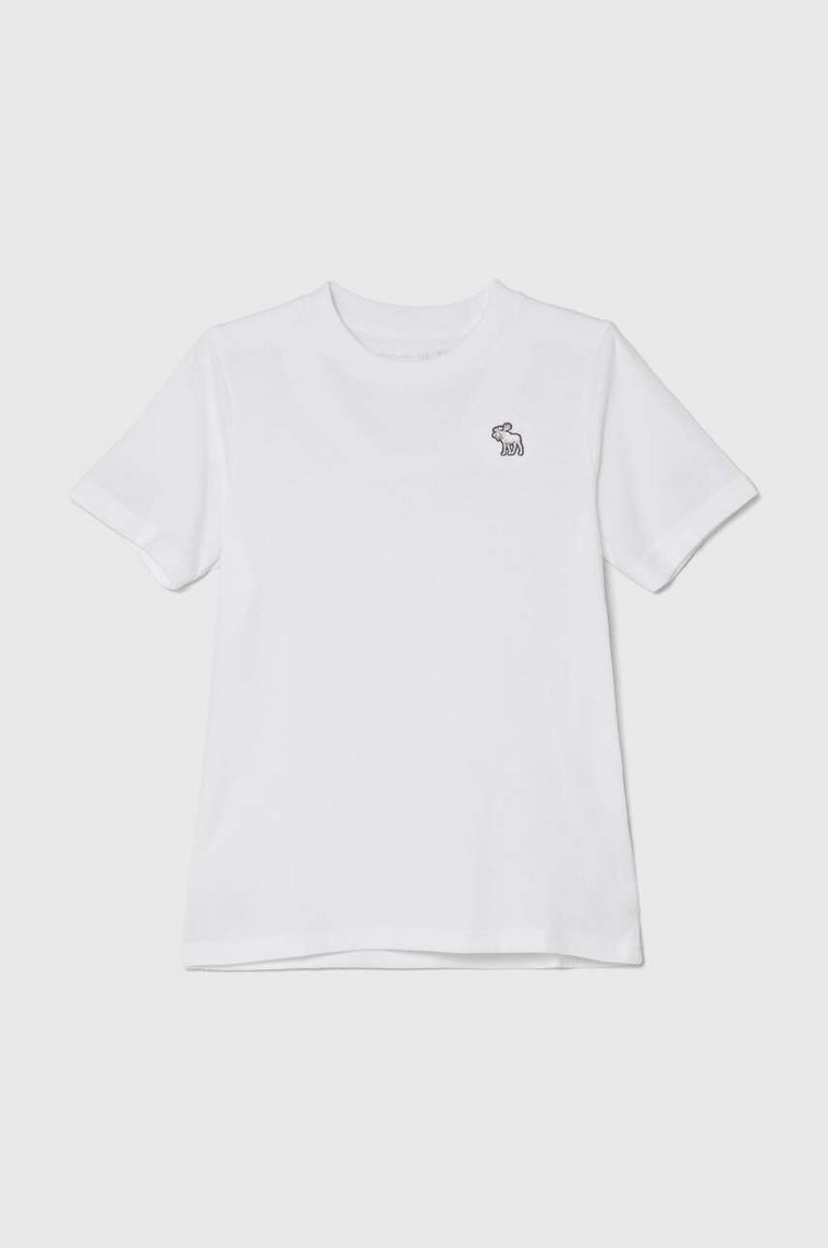Abercrombie & Fitch t-shirt dziecięcy kolor biały z aplikacją
