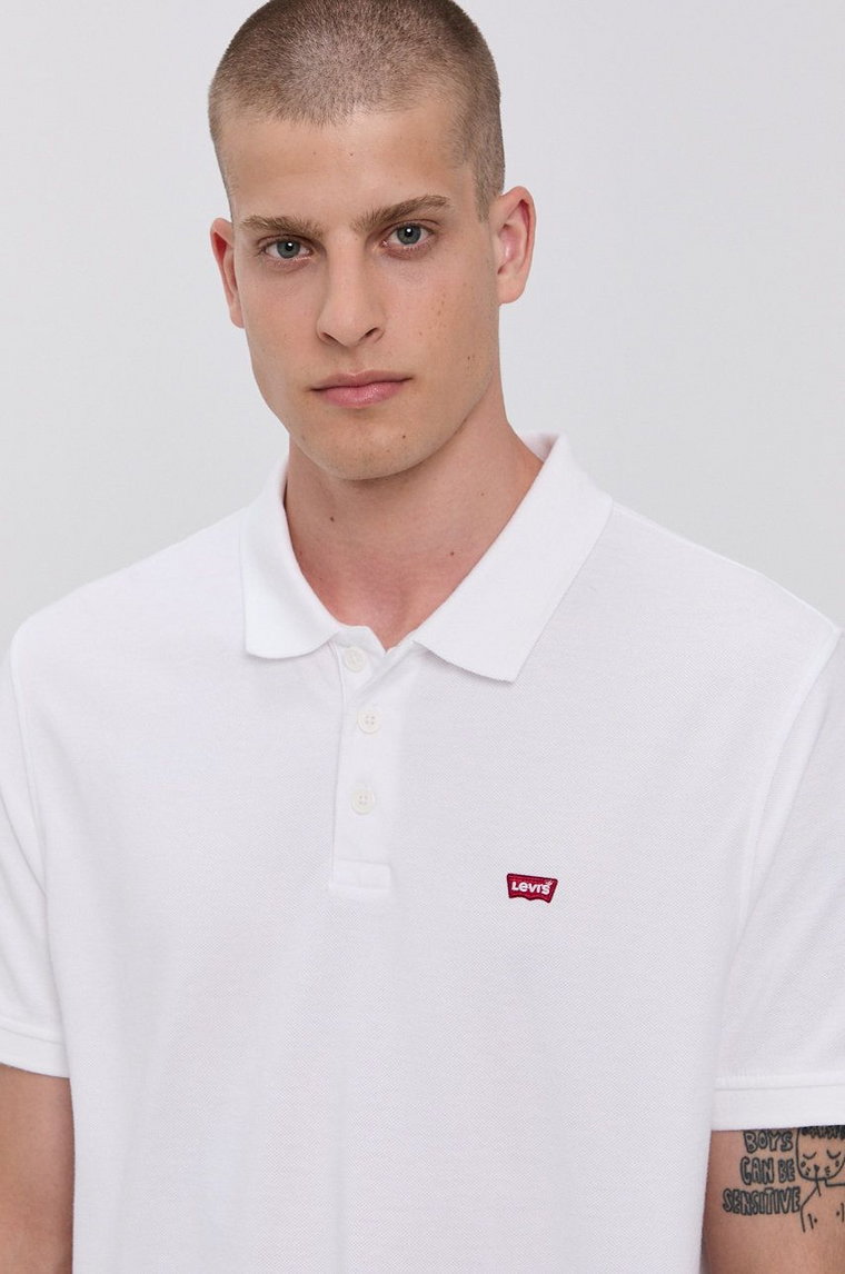 Levi's Polo męskie kolor biały gładki 35883.0003-Neutrals