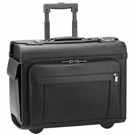 d&n Business & Travel Pilot Case Trolley Leather 46 cm Laptop Compartment schwarz