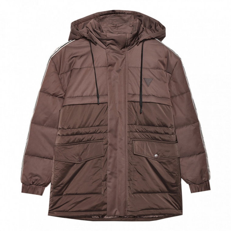 Damska kurtka parka puchowa Guess 4G Puffer Jacket - brązowa