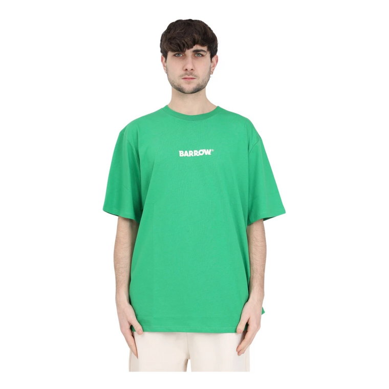 Zielony T-shirt z Nadrukiem Logo i Uśmiechem Barrow