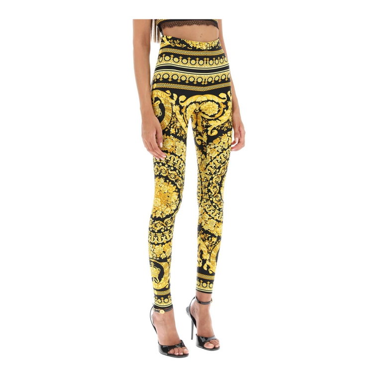 Barocco Print High-Rise Leggings Versace