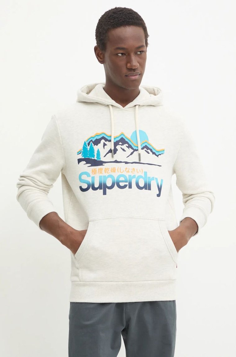 Superdry bluza męska kolor szary z kapturem z nadrukiem M2013708A-43D