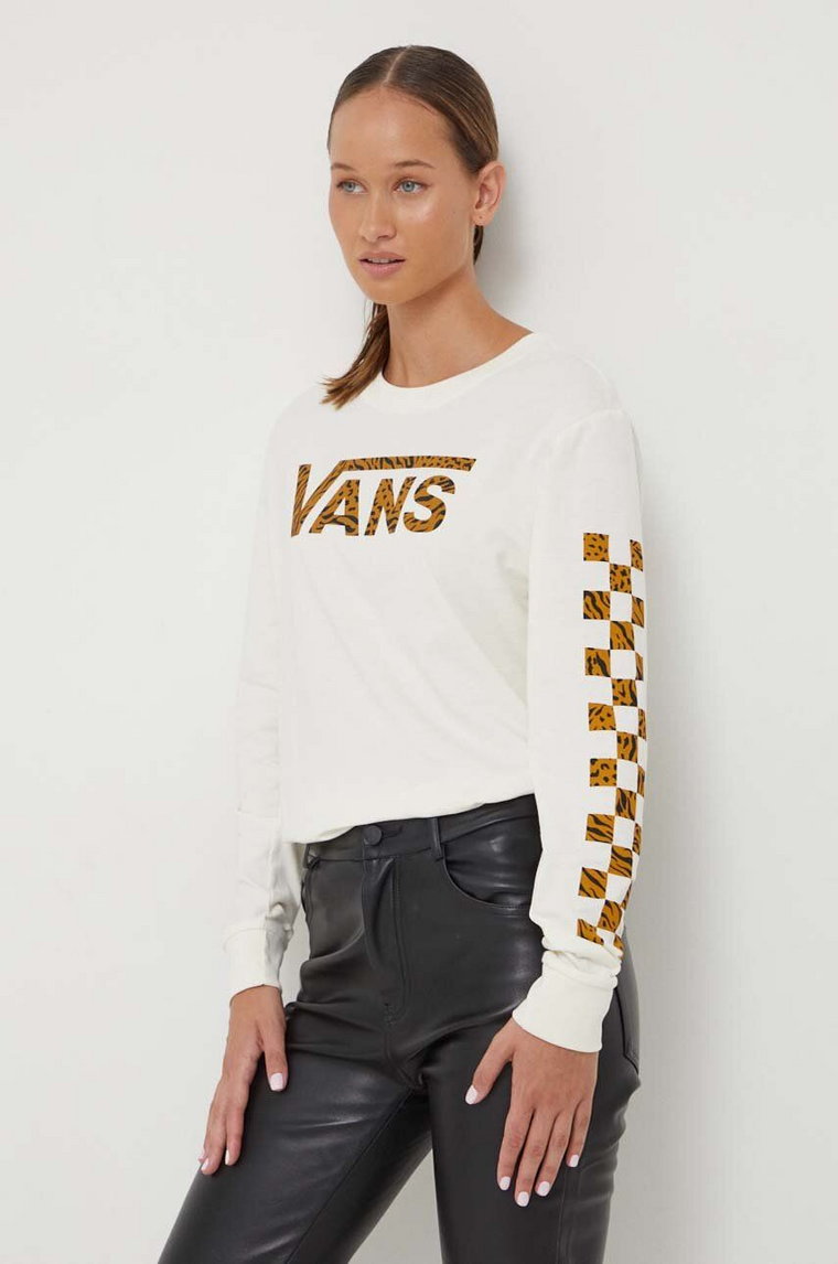 Vans longsleeve bawełniany kolor beżowy