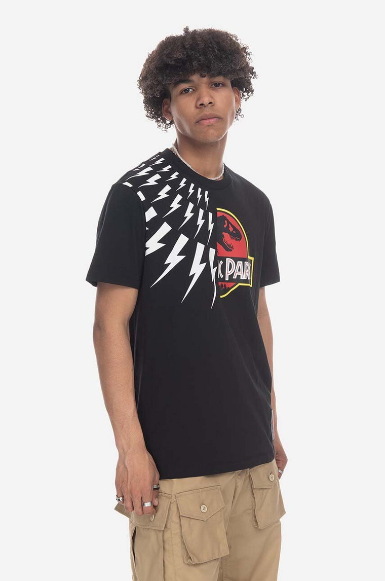 Neil Barett t-shirt bawełniany kolor czarny z nadrukiem PBJT141.U533S-1141
