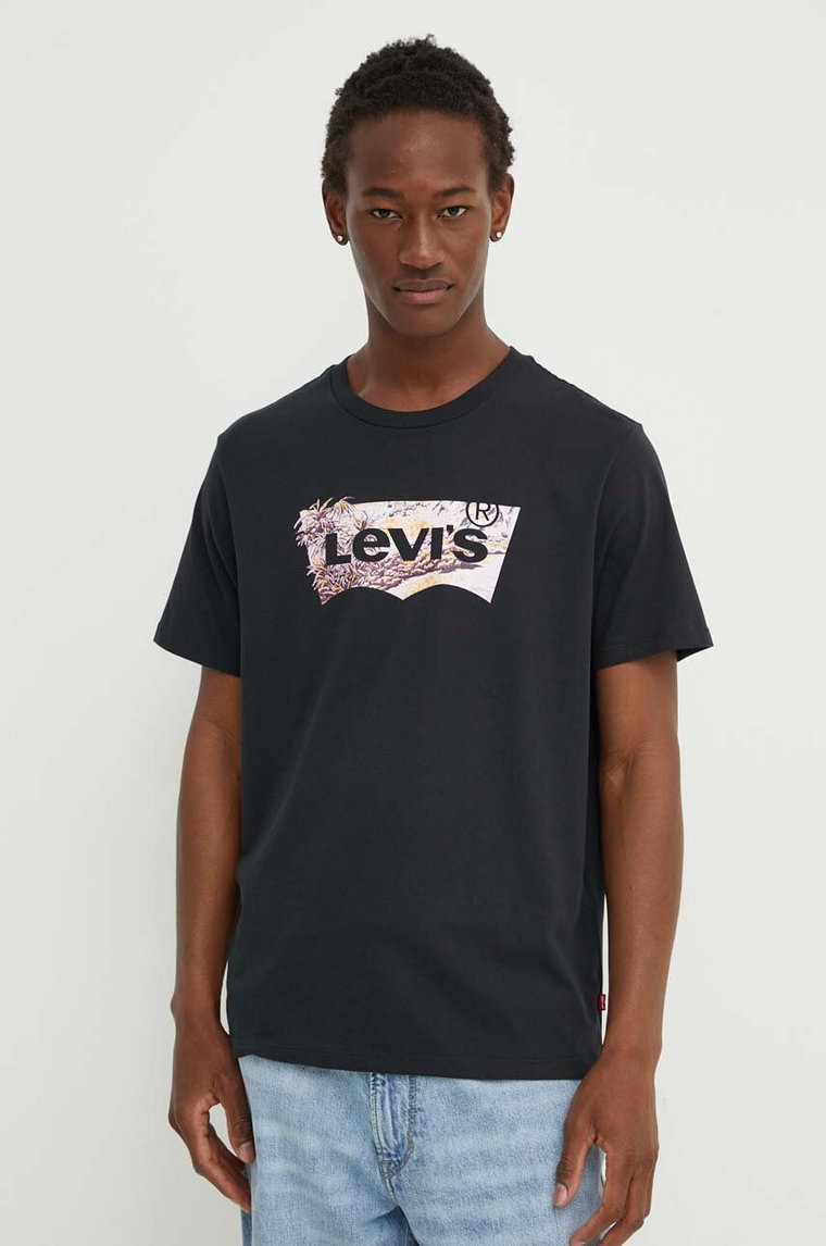 Levi's t-shirt bawełniany męski kolor czarny z nadrukiem