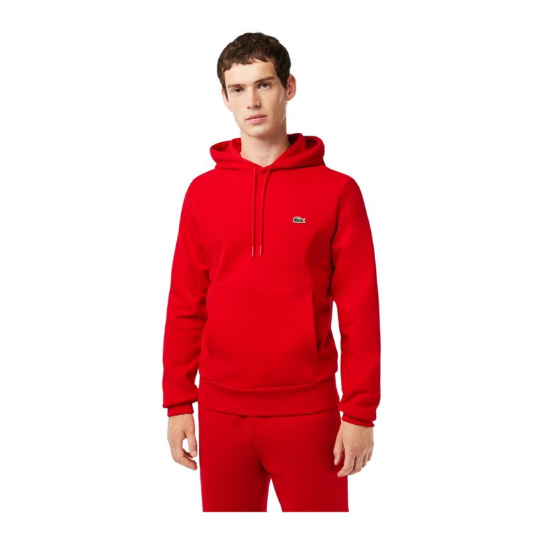 Czerwony Basic Hoodie Mężczyźni Lacoste