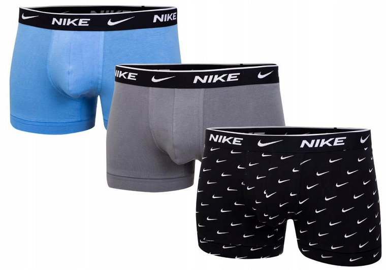 Nike Bokserki Męskie Trunk 3P Black/blue/grey r.L