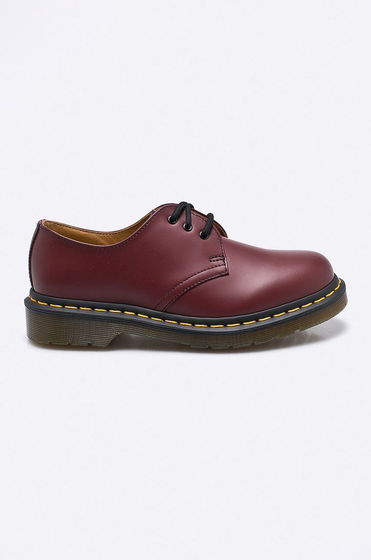 Dr. Martens półbuty skórzane 1461 Smooth damskie kolor bordowy na płaskim obcasie DM11838600