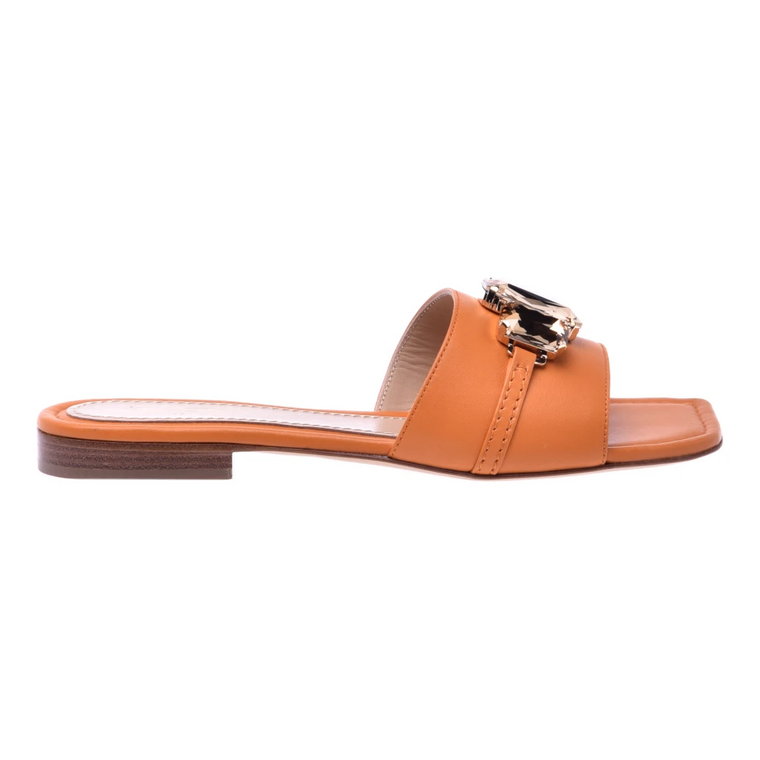 Orange nappa leather sandals with crystals Baldinini