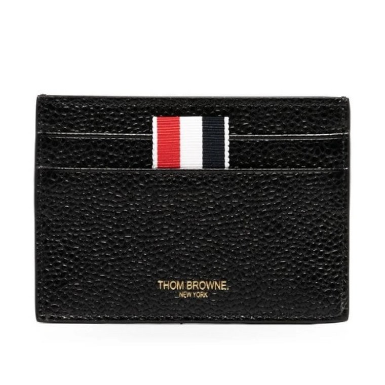 Czarny Portfel Skórzany z Tricolor Tab Thom Browne