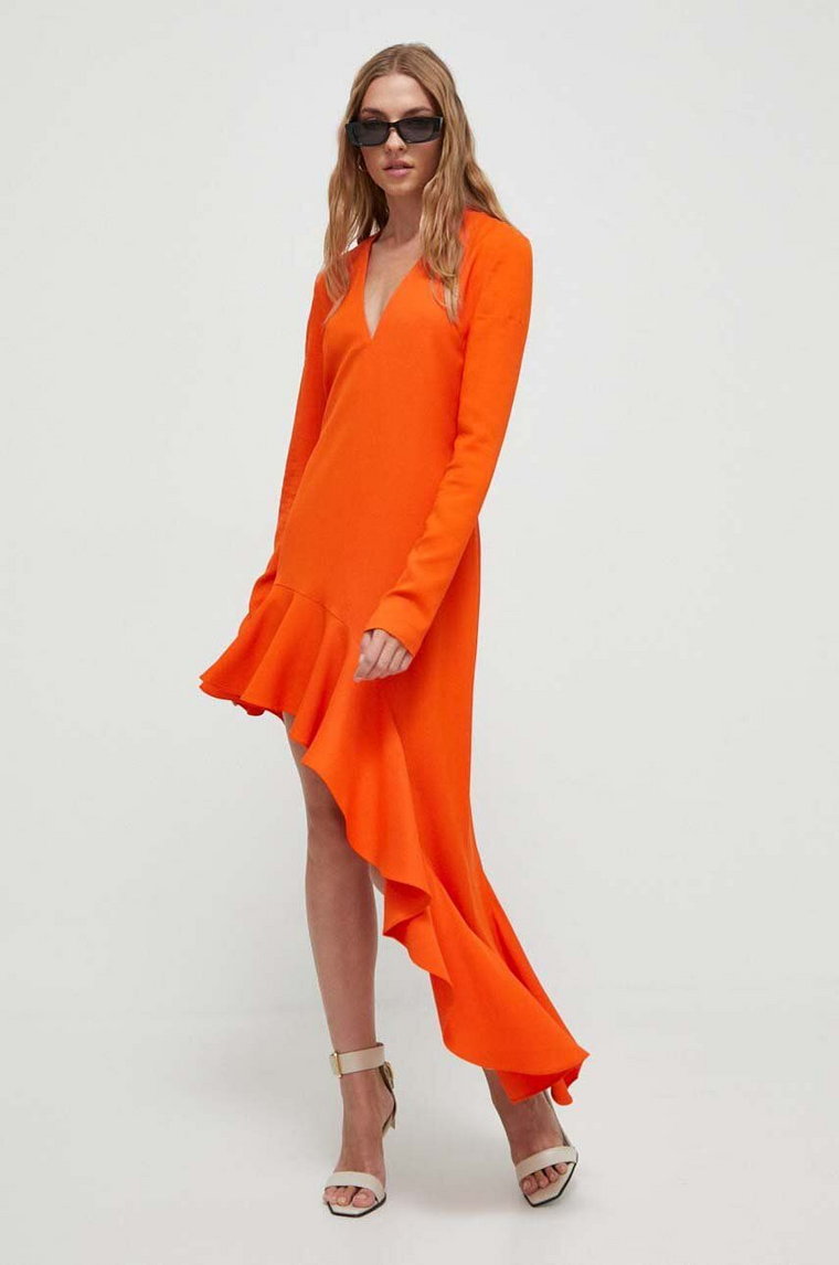 Moschino Jeans sukienka kolor pomarańczowy maxi prosta