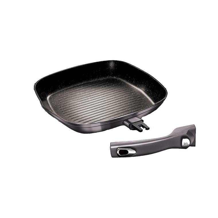 Patelnia grillowa 28 cm BerlingerHaus Carbon Pro, z odpinaną rączką