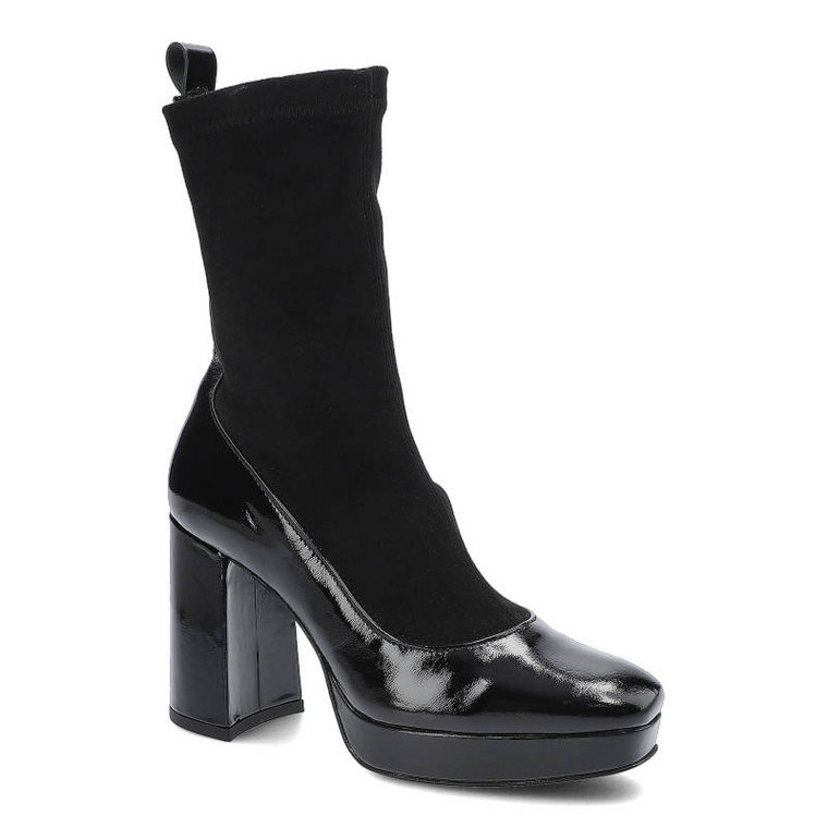 Czarne Botki Damskie Simen Modne Eleganckie Buty