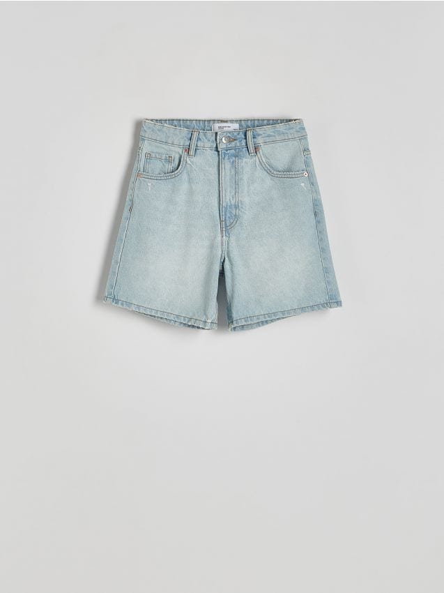 Reserved - Jeansowe szorty z przetarciami - niebieski