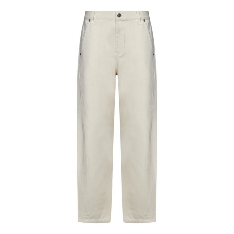 Spodnie jeansowe w luźnym fasonie z niskim stanem, kolor biały Victoria Beckham
