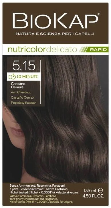 Biokap Nutricolor Delicato Rapid Farba do włosów Rapid 5.15 Popielaty Kasztan 135 ml