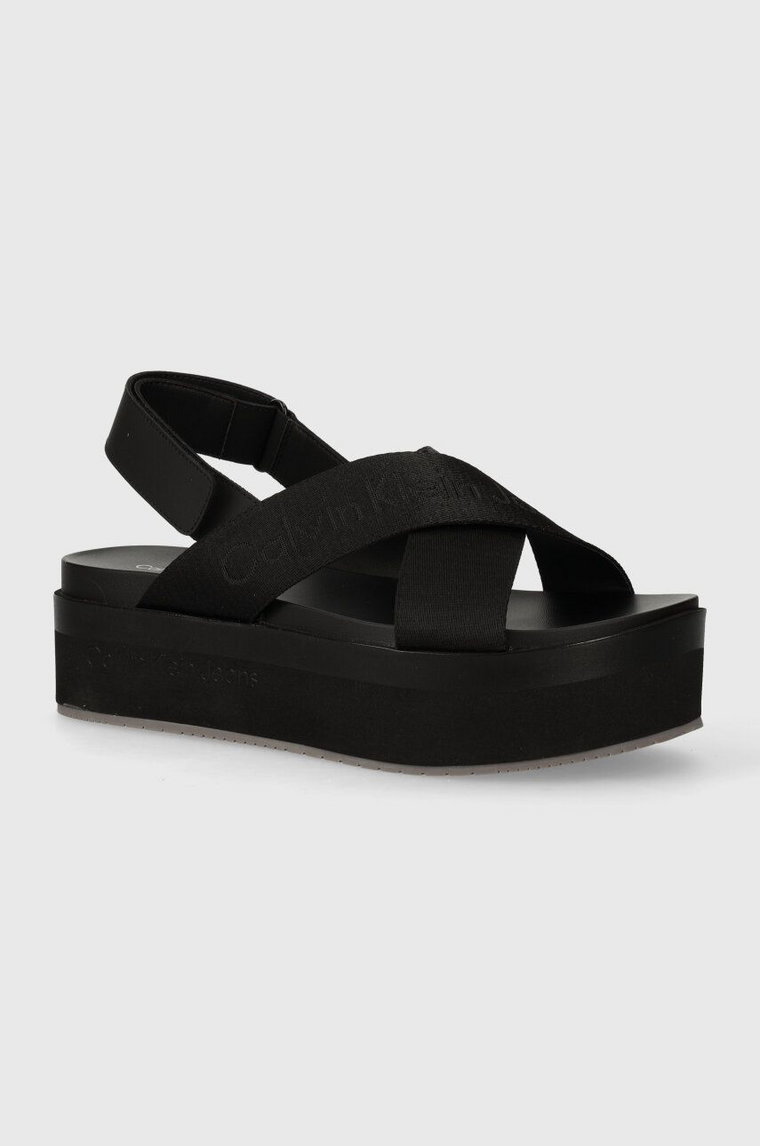 Calvin Klein Jeans sandały FLATFORM SANDAL SLING IN MR damskie kolor czarny na platformie YW0YW01362