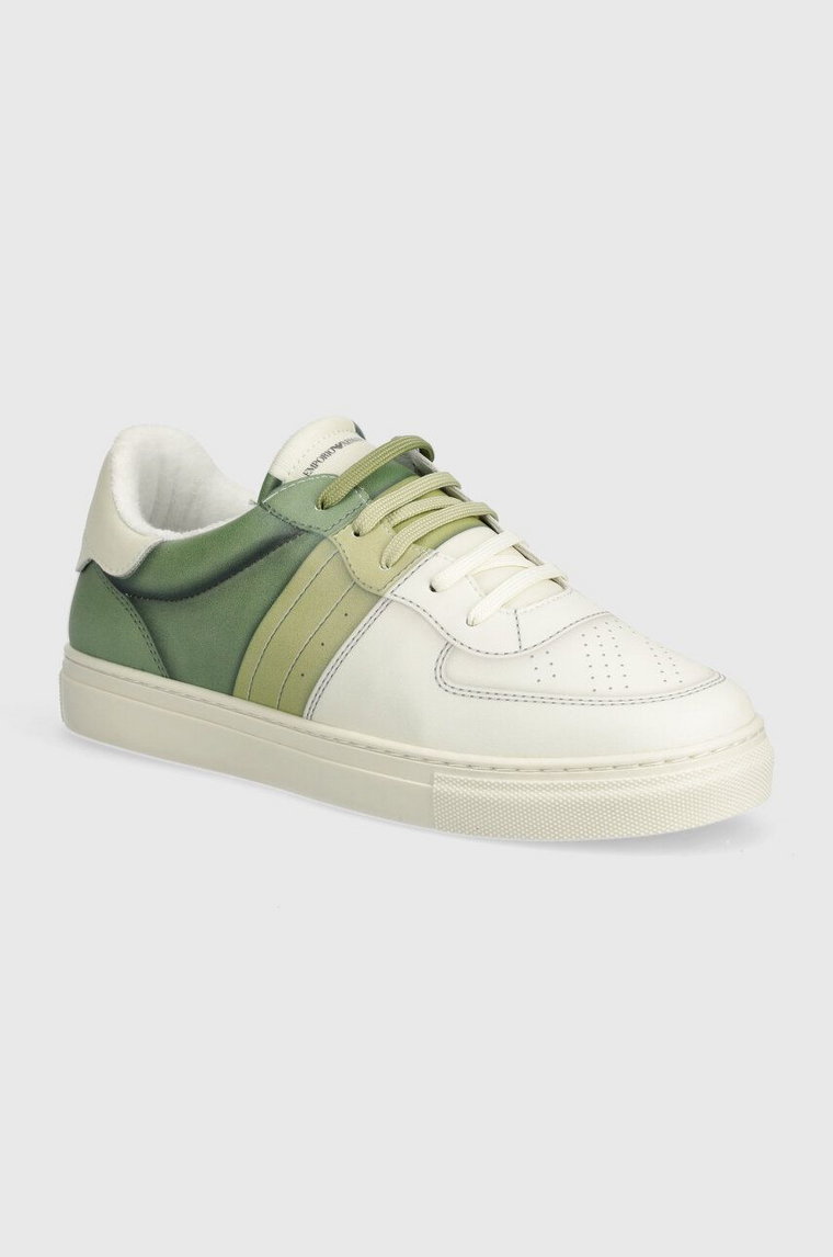 Emporio Armani sneakersy skórzane kolor zielony
