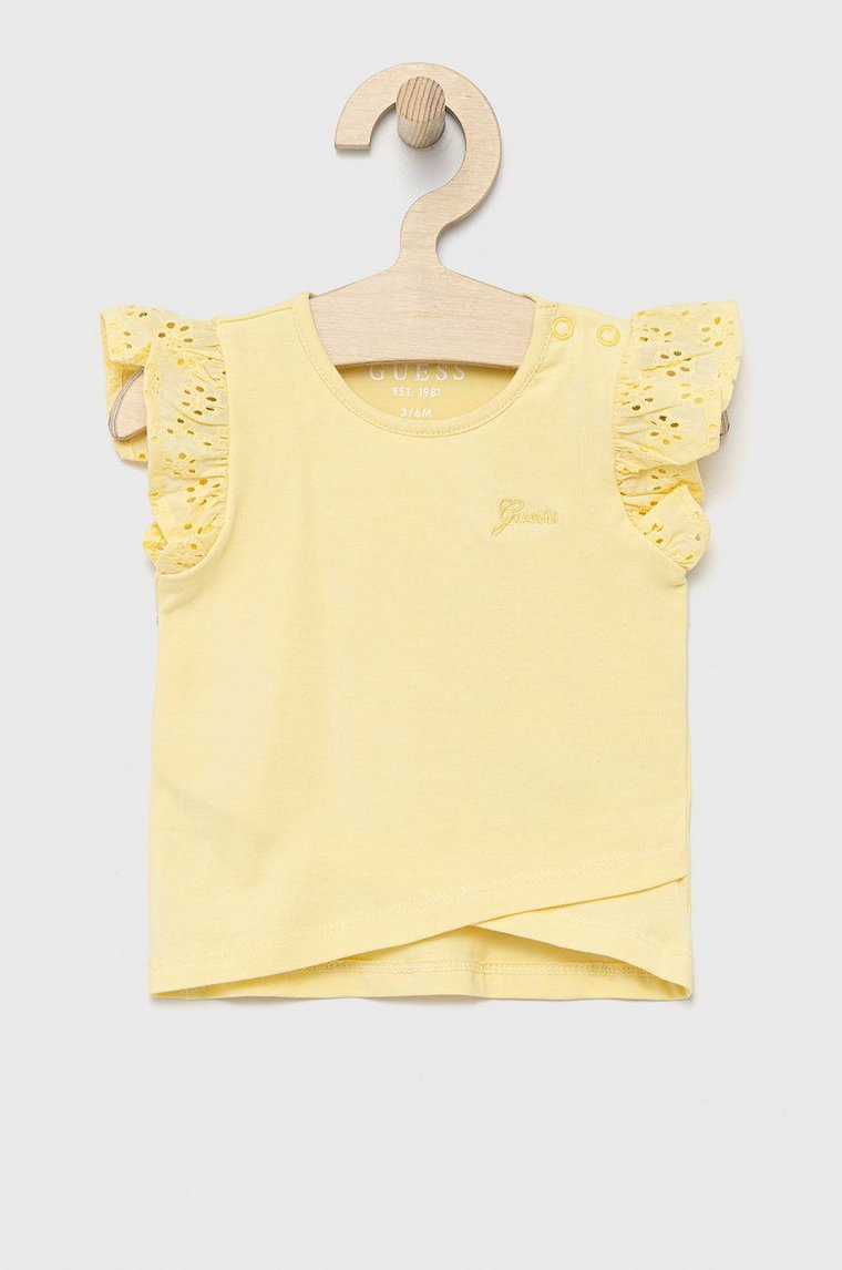 Guess t-shirt dziecięcy kolor żółty
