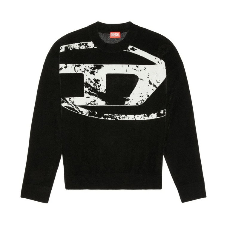 Czarny Sweter z Logo w Stylu Wytartym Diesel