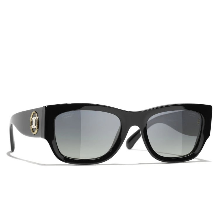 Ikoniczne okulary przeciwsłoneczne z jednolitymi soczewkami Chanel