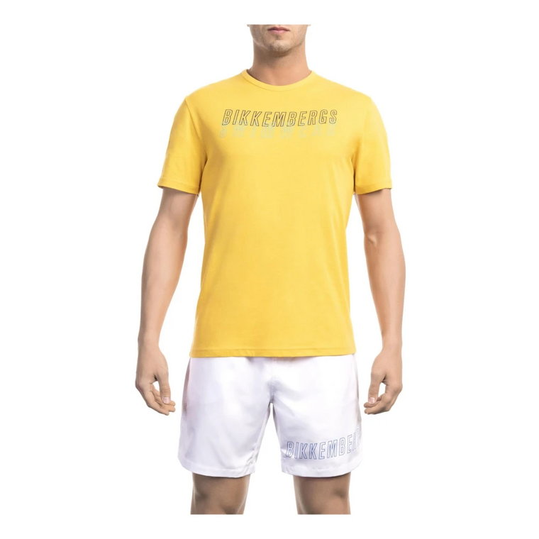 Yellow Cotton T-Shirt Bikkembergs