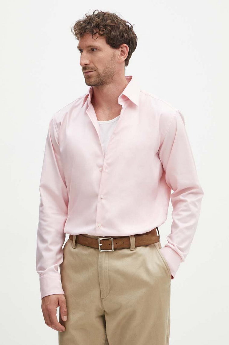 BOSS koszula męska kolor różowy regular z kołnierzykiem klasycznym 50489830