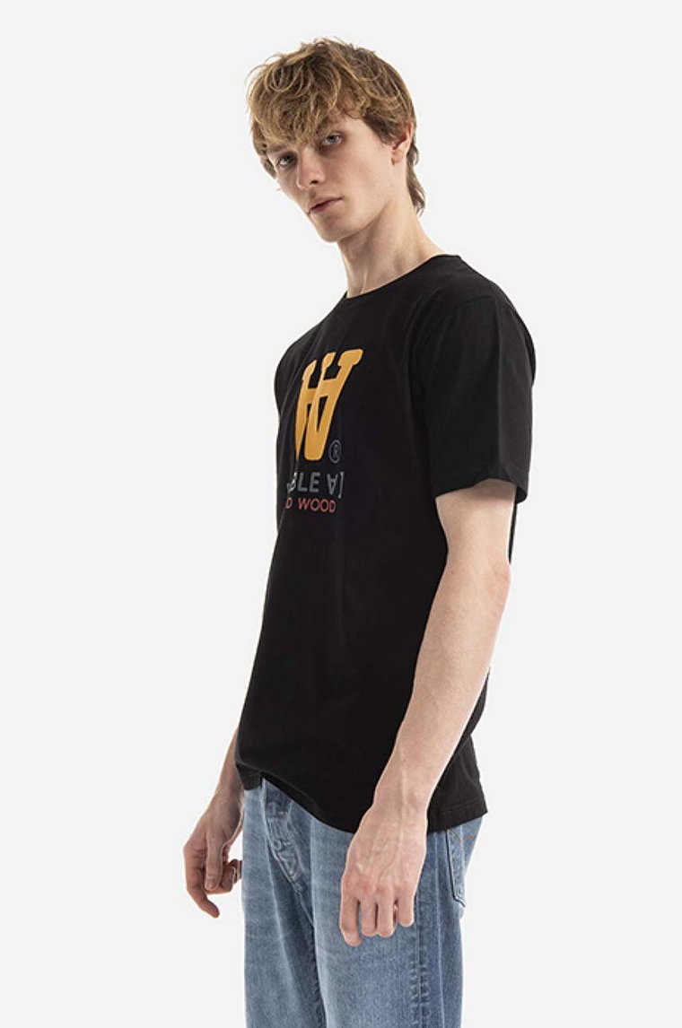 Wood Wood t-shirt bawełniany Ace Typo T-shirt kolor czarny z nadrukiem 10285700.2222-WHITE