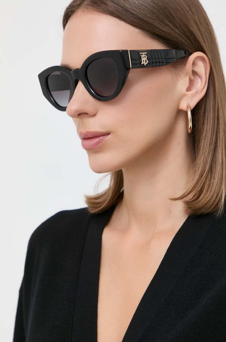 Burberry okulary przeciwsłoneczne MEADOW damskie kolor czarny 0BE4390