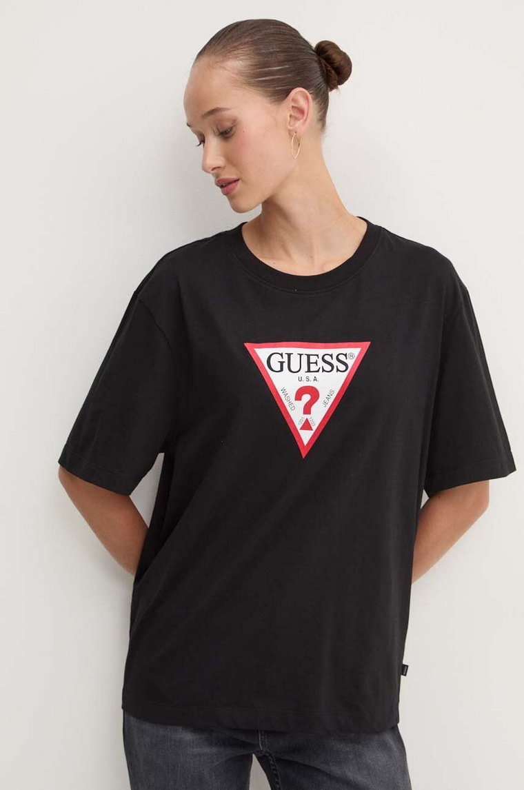 Guess Jeans t-shirt bawełniany damski kolor czarny W4YI76 K8HM0