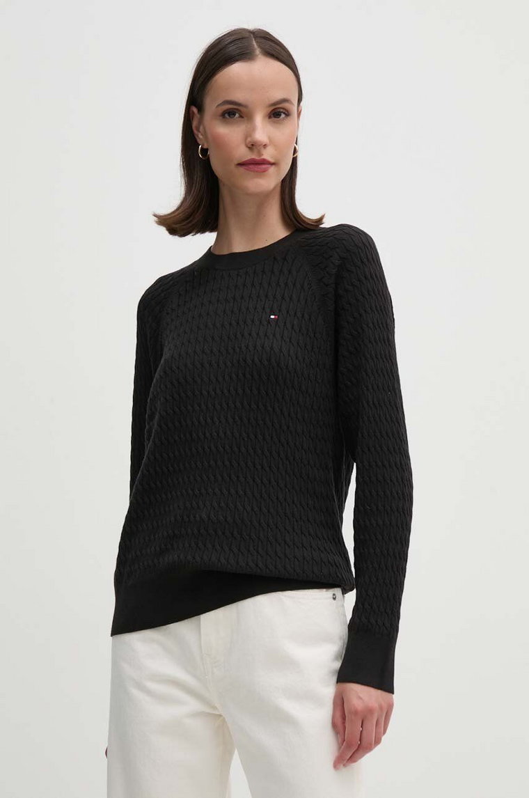 Tommy Hilfiger sweter bawełniany kolor czarny lekki