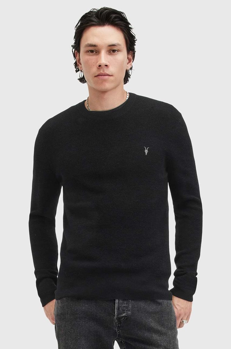 AllSaints sweter wełniany IVAR MERINO CREW męski kolor czarny  M087KB