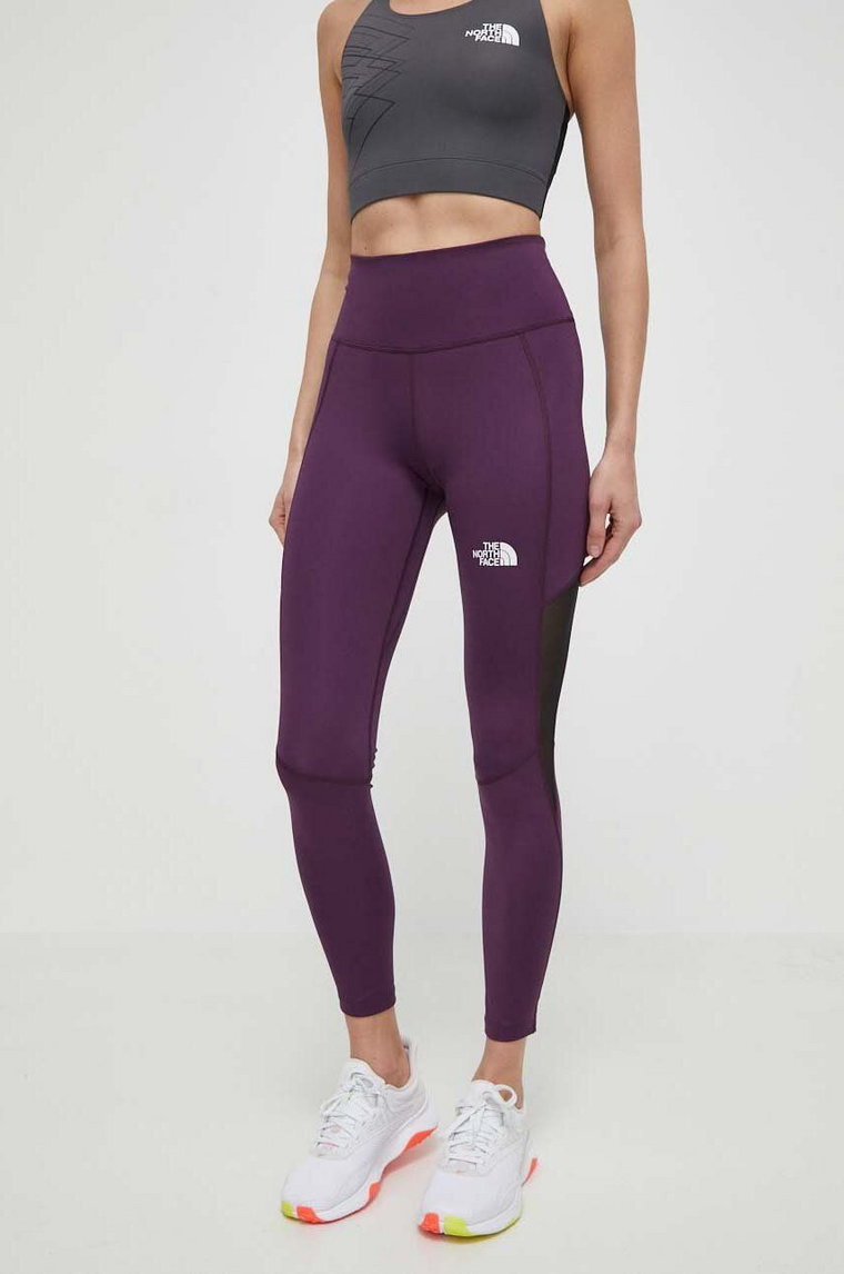 The North Face legginsy sportowe damskie kolor fioletowy z nadrukiem NF0A87K1W4E1