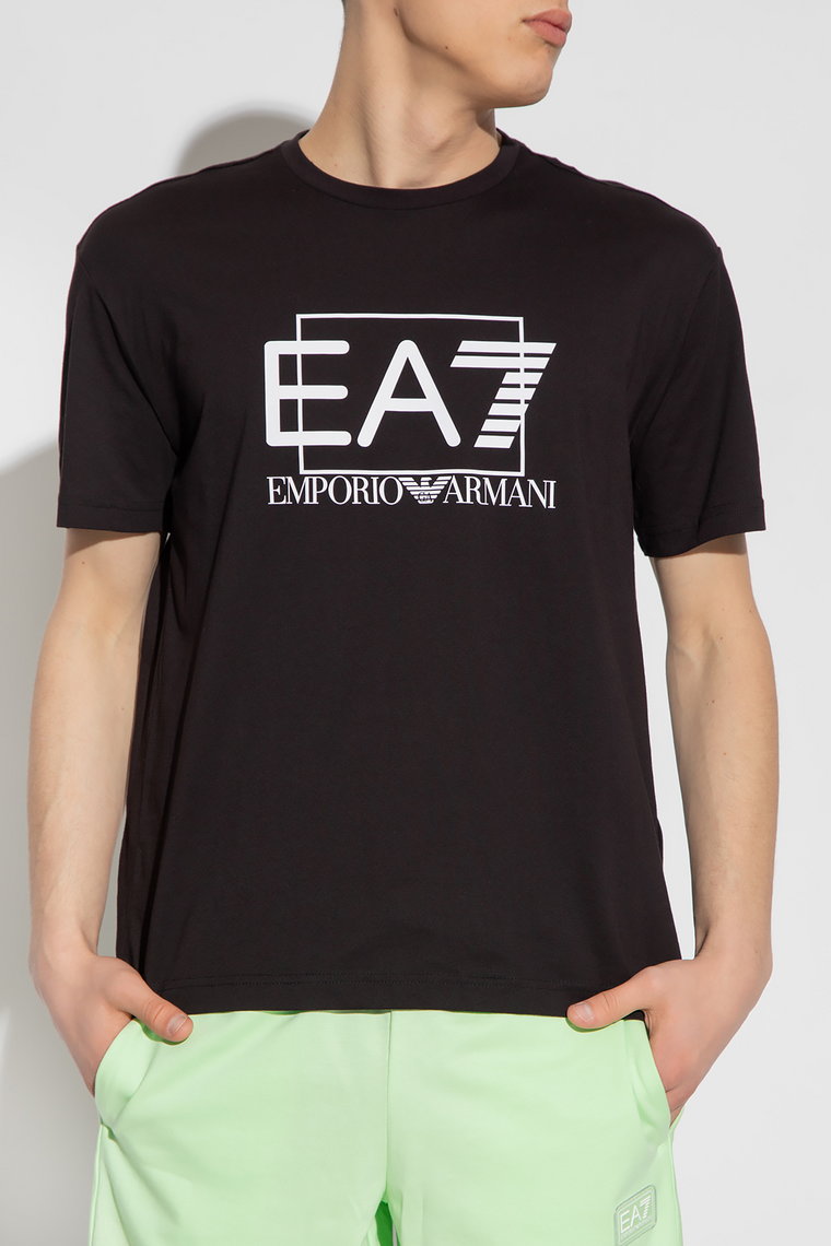 Koszulka męska bawełniana EA7 Train Visibility M Tee Loose L Czarna (8056787403864). T-shirty męskie