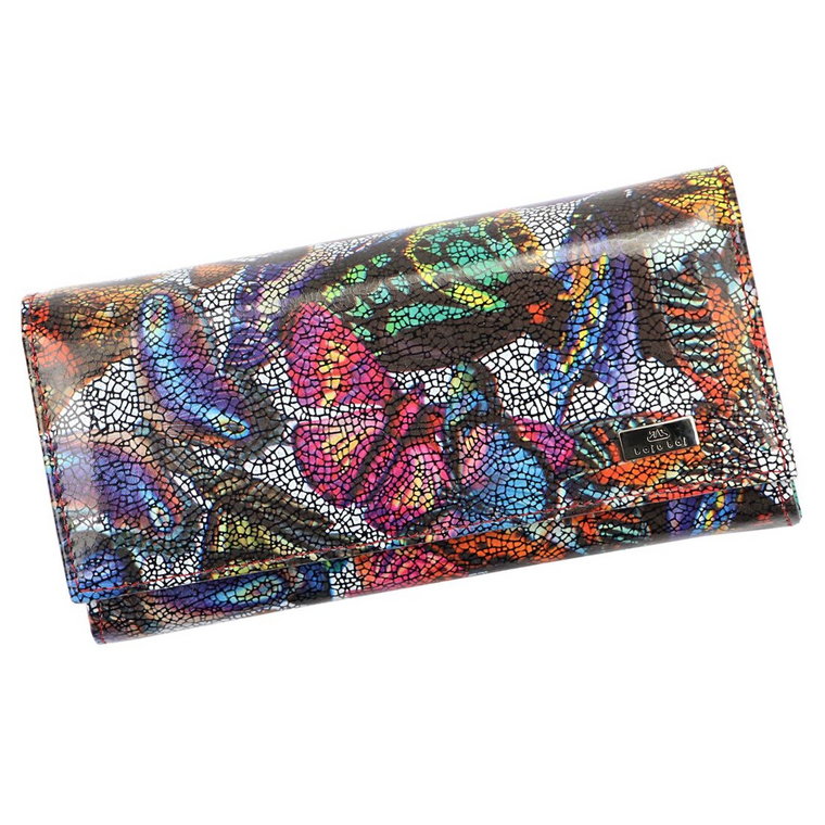 Skórzany pojemny damski portfel w motyle Baju Baj