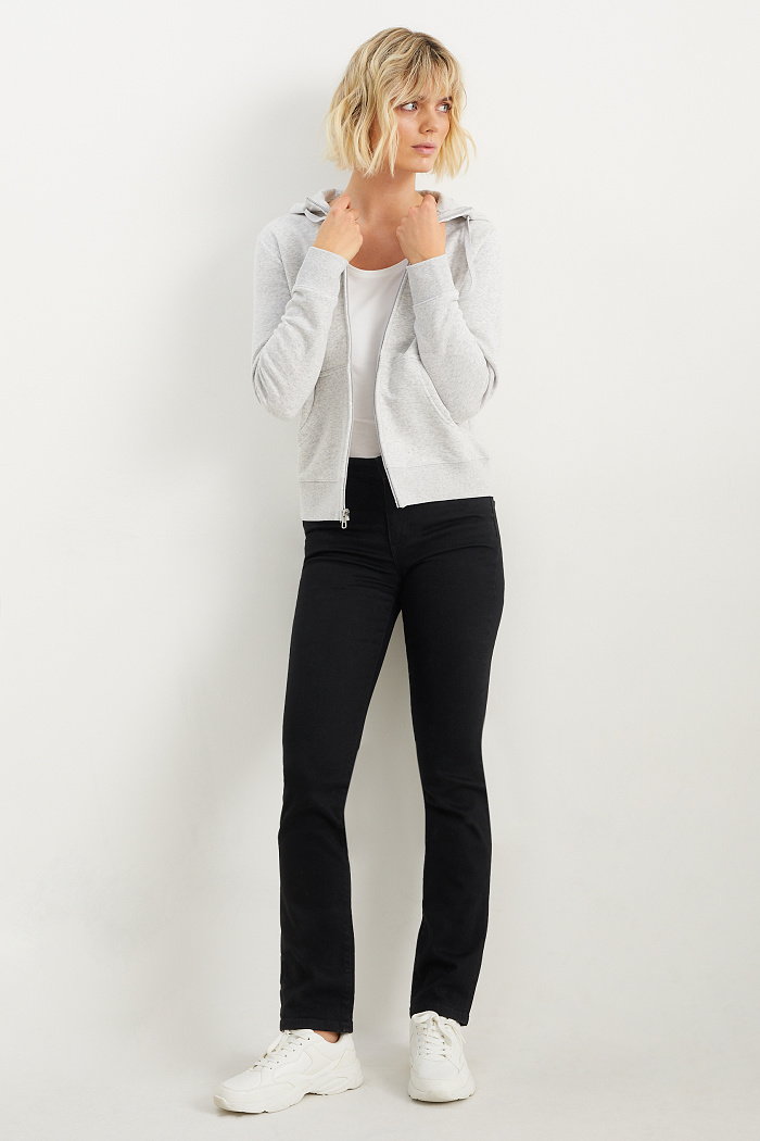 C&A Straight jeans-średni stan-LYCRA, Czarny, Rozmiar: 42 krótki
