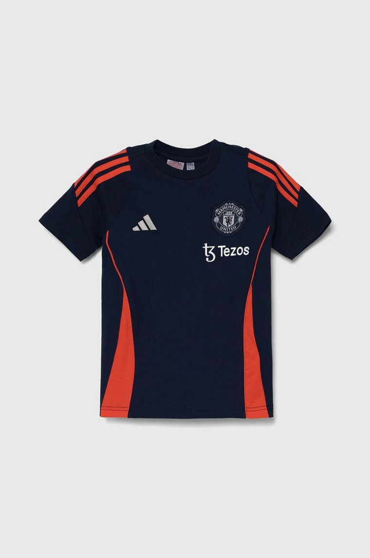 adidas Performance t-shirt bawełniany dziecięcy MUFC TEEY kolor granatowy z nadrukiem IT2022