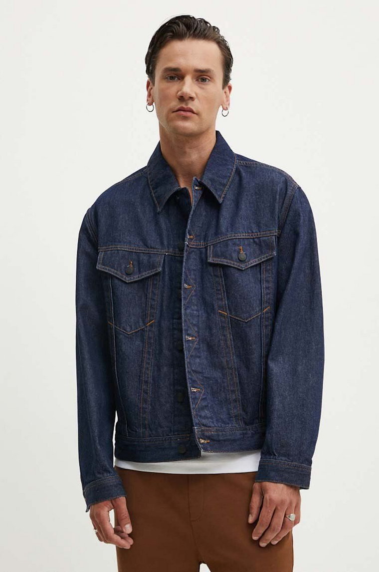 HUGO kurtka jeansowa męska kolor granatowy przejściowa 50518044