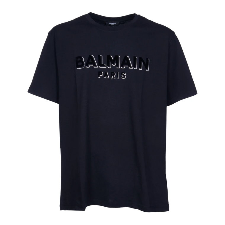 Czarna T-shirt z Logo Balmain