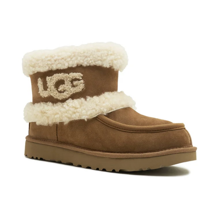 UGG Skórzane śniegowce ULTRA MINI UGG FLUFF | z dodatkiem wełny