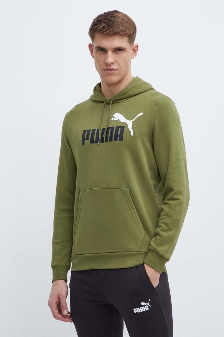 Puma bluza męska kolor zielony z kapturem 586765