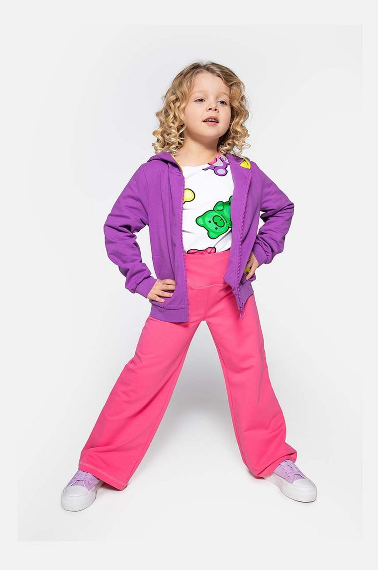 Coccodrillo spodnie dresowe dziecięce kolor różowy gładkie