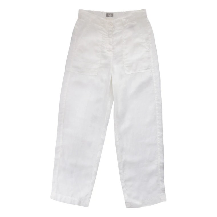 Dzieci Białe Lniane Spodnie Regular Fit Il Gufo