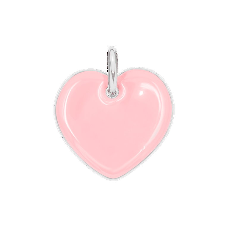 Serce 1,5 cm różowa emalia posrebrzane