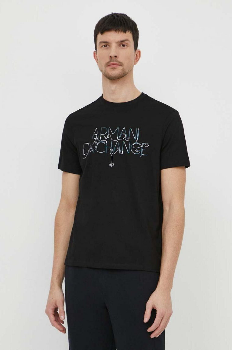 Armani Exchange t-shirt bawełniany męski kolor czarny z nadrukiem 3DZTJF ZJH4Z