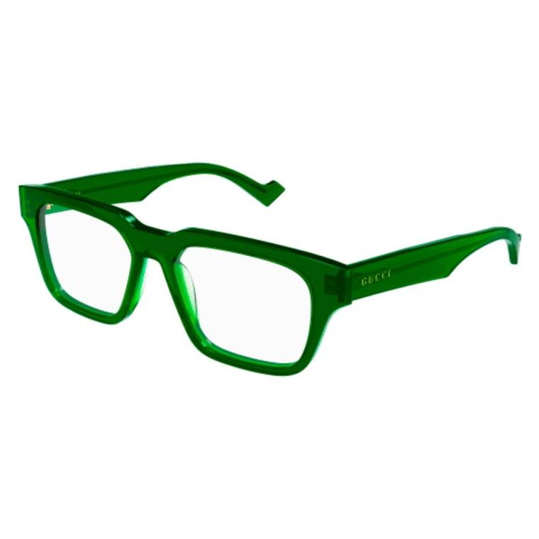 Prostokątne Zielone Okulary dla Mężczyzn Gucci