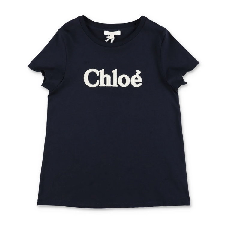 Granatowa bawełniana koszulka dziewczęca Chloé