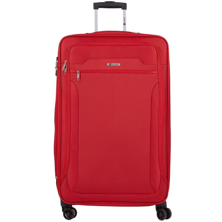 czerwona walizka duża materiałowa miękka 80 cm  z poszerzeniem
